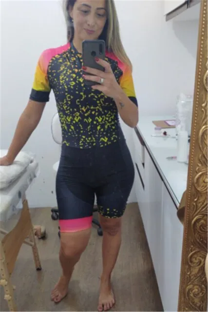 2021 New proTeam Triathlon Cycling Jersey Sweatshirt Short Sleeve Jersey Bodysuit Maillot Gel Set Women's Jumpsuit Summer Full