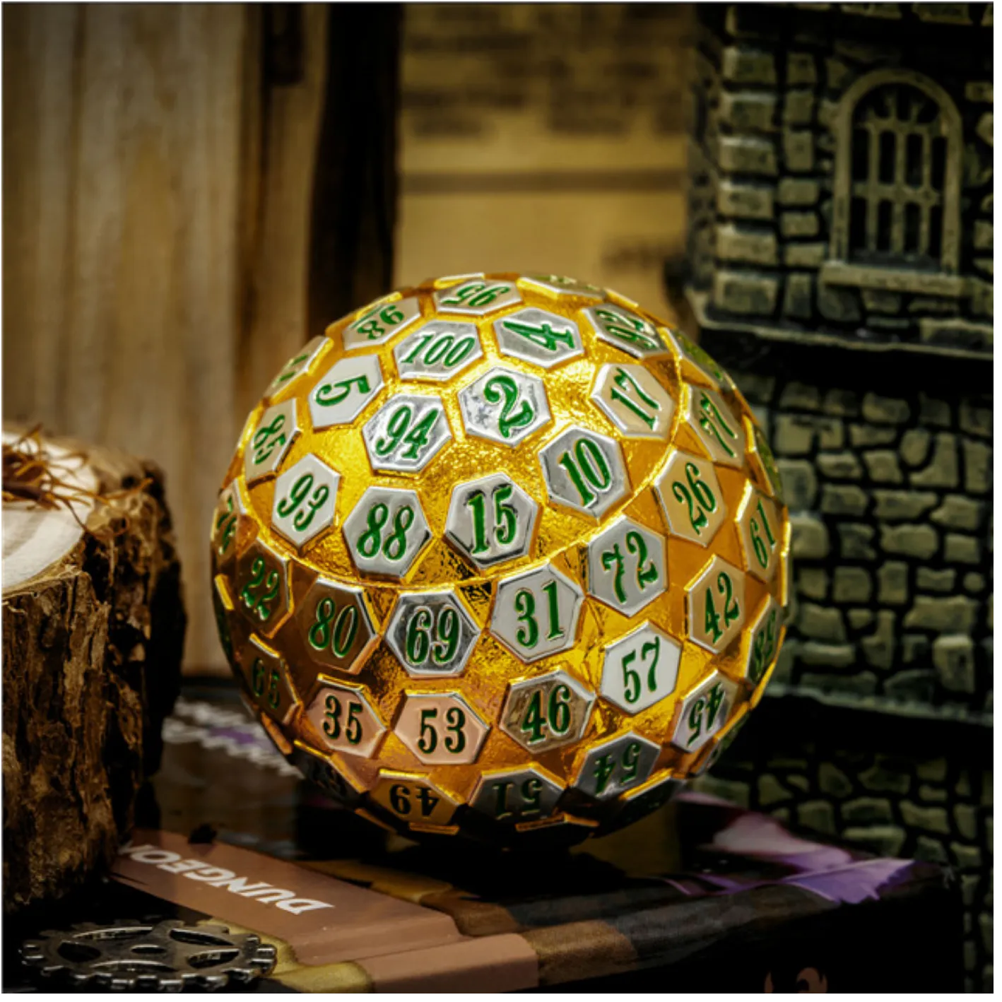 45mm Metal D100 - Gold & Silver with Green