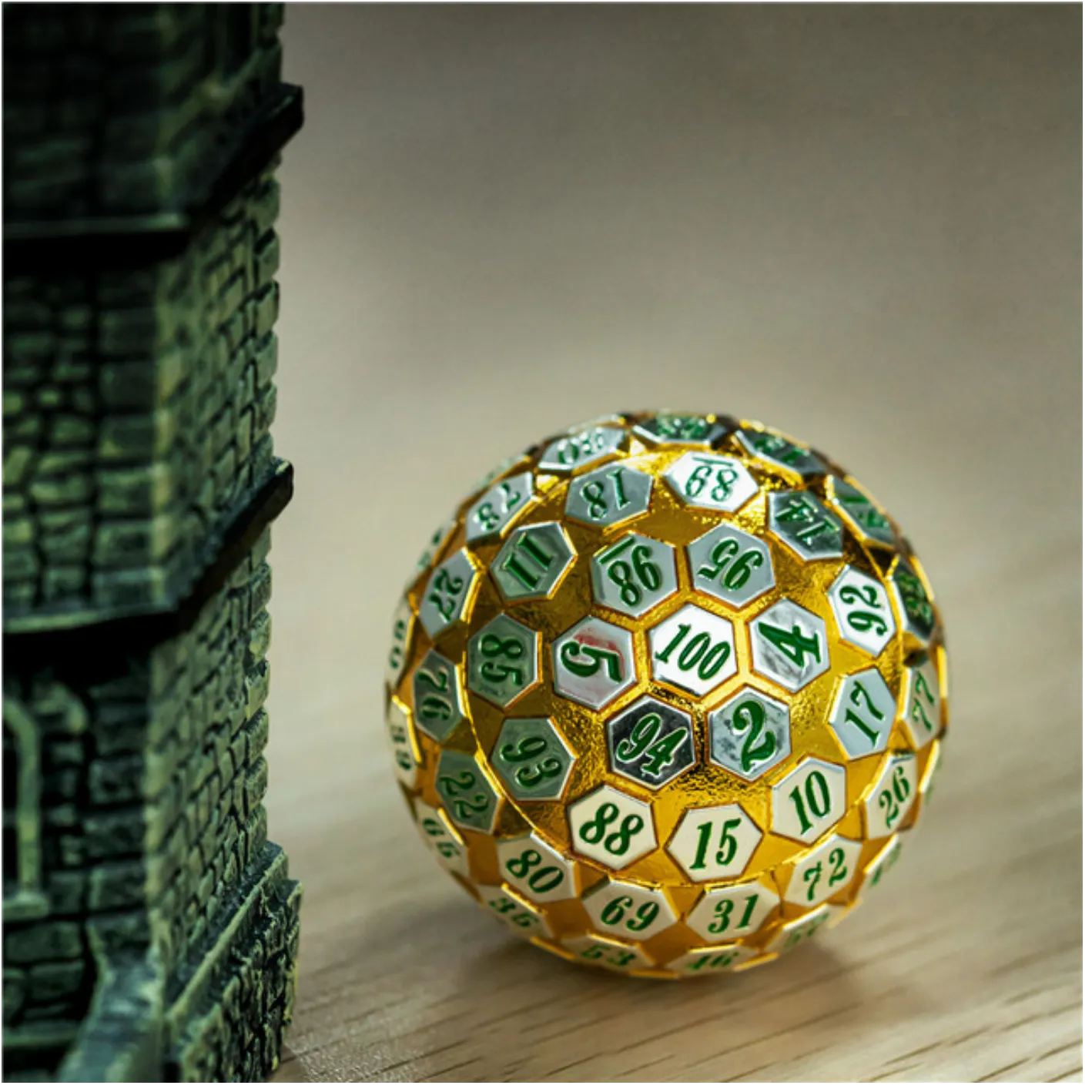 45mm Metal D100 - Gold & Silver with Green