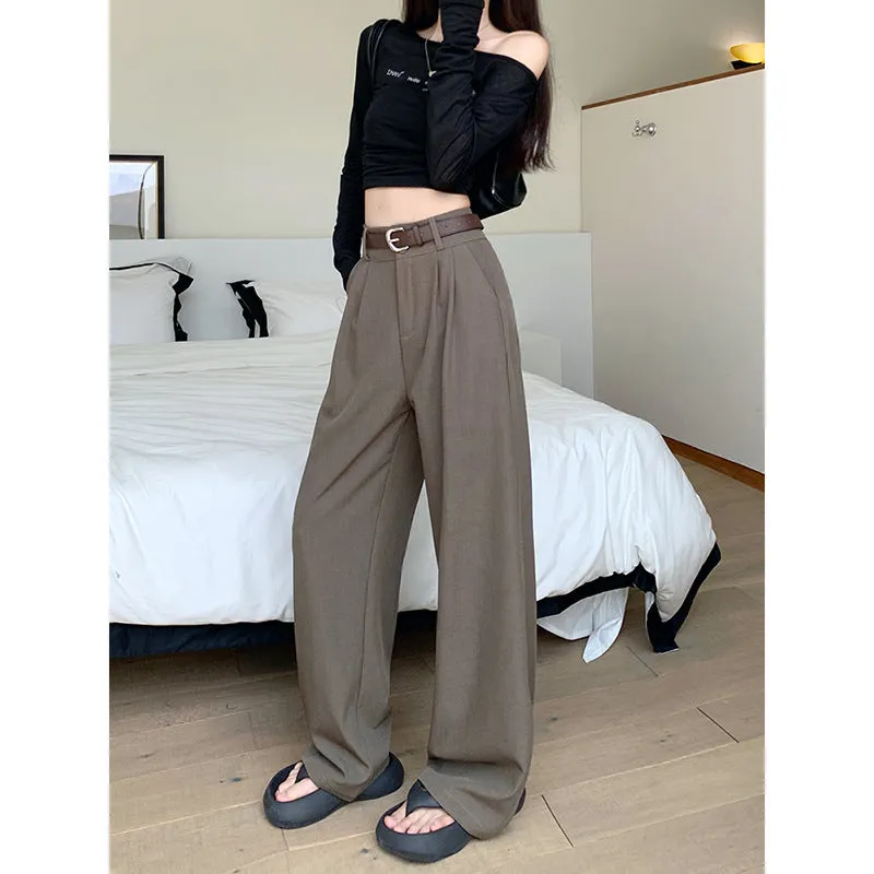 Amozae business casual outfits Suit Pants Women's Pants Thin White Loose Leg Suit Tube Mop 2024 Hanging Casual Casual Pants Wide