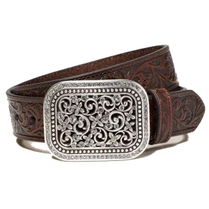 ARIAT Rhinestone Filigree Belt - Womens - Brown