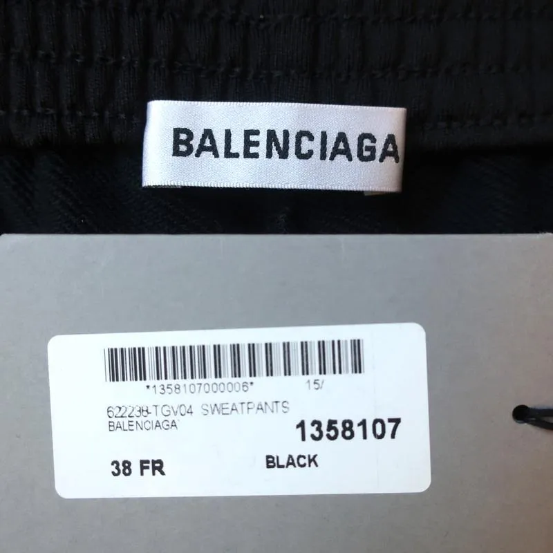Balenciaga Sweatpants Black Cotton-Blend Size 38 Track Pants NEW