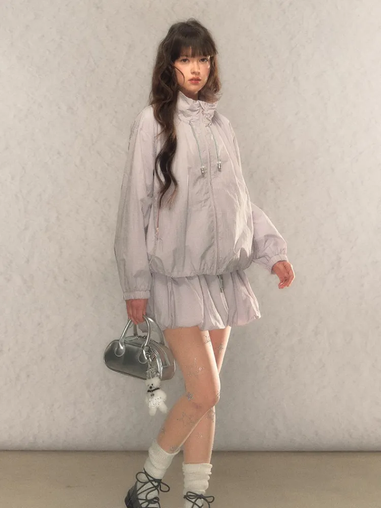 Balloon Breeze Windbreaker Jacket & Skirt-Pants Set