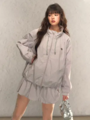 Balloon Breeze Windbreaker Jacket & Skirt-Pants Set