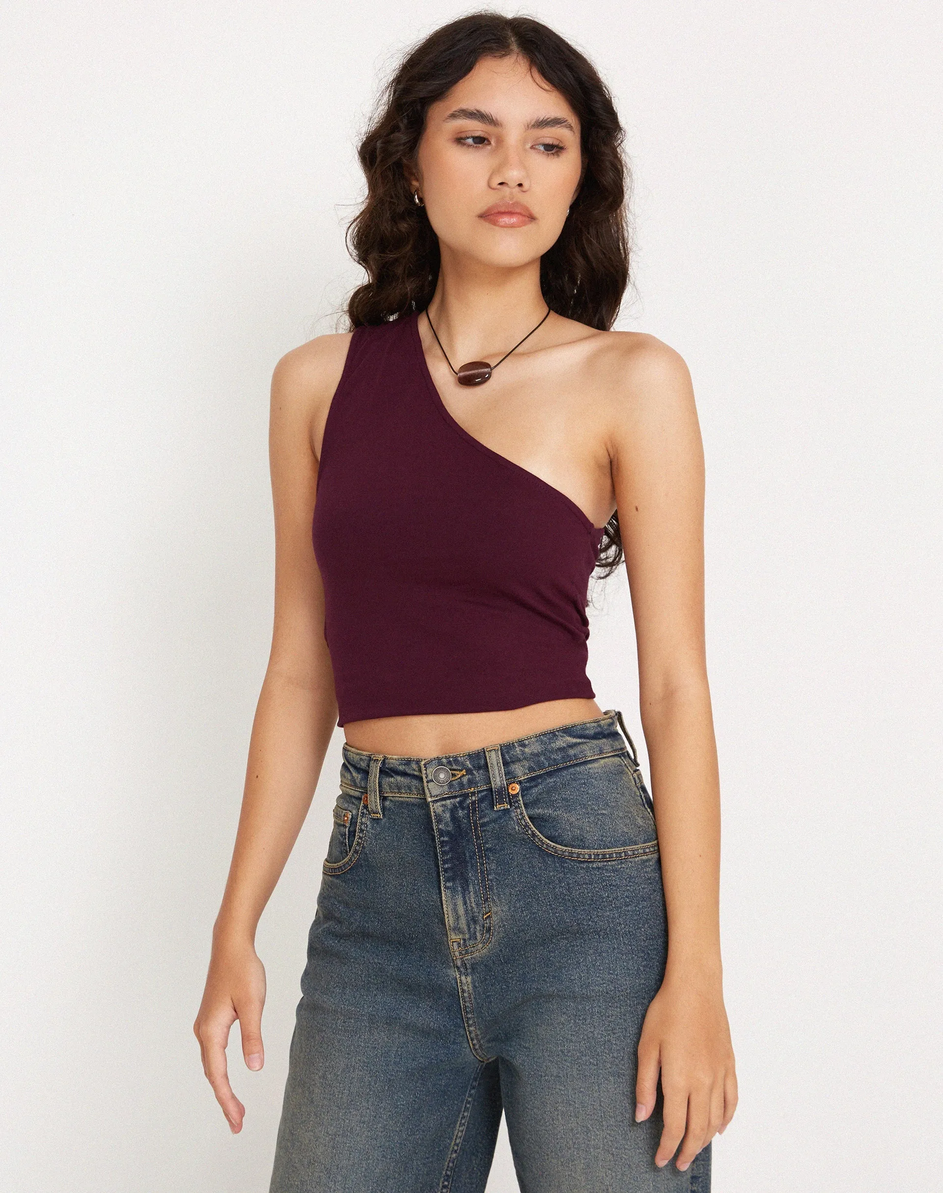 Bay One Shoulder Top in Fig