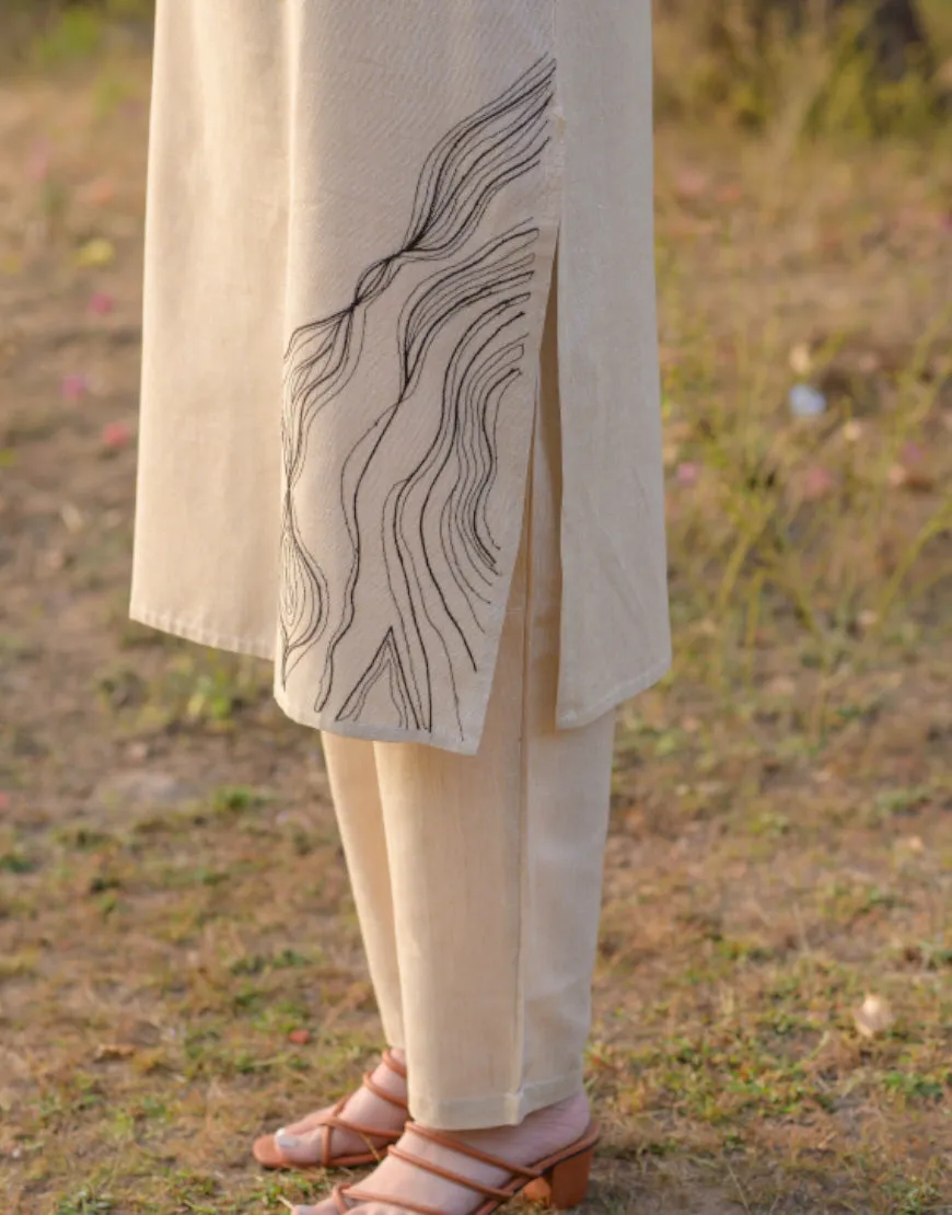Beige Embroidered Co-ord Set