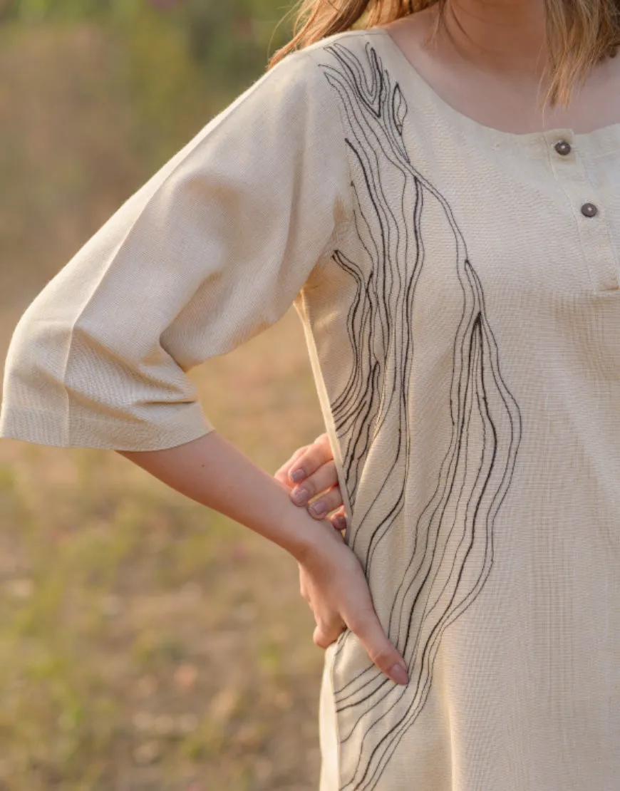 Beige Embroidered Co-ord Set