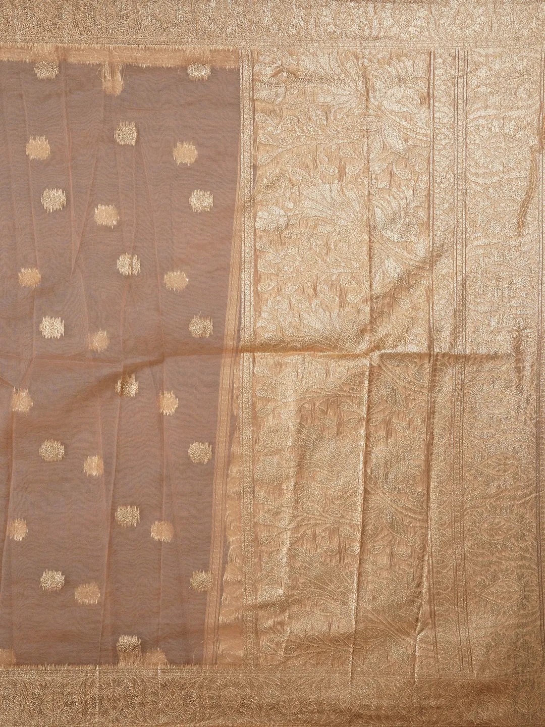 Beige Unstitched Embellished Cotton Blend Dress Material with Dupatta