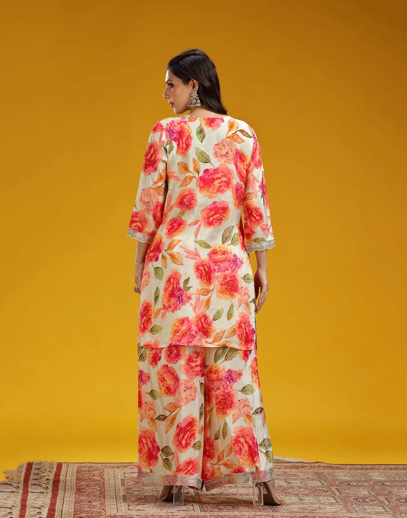Bisqué Tan Floral Festive Printed Kurta Set