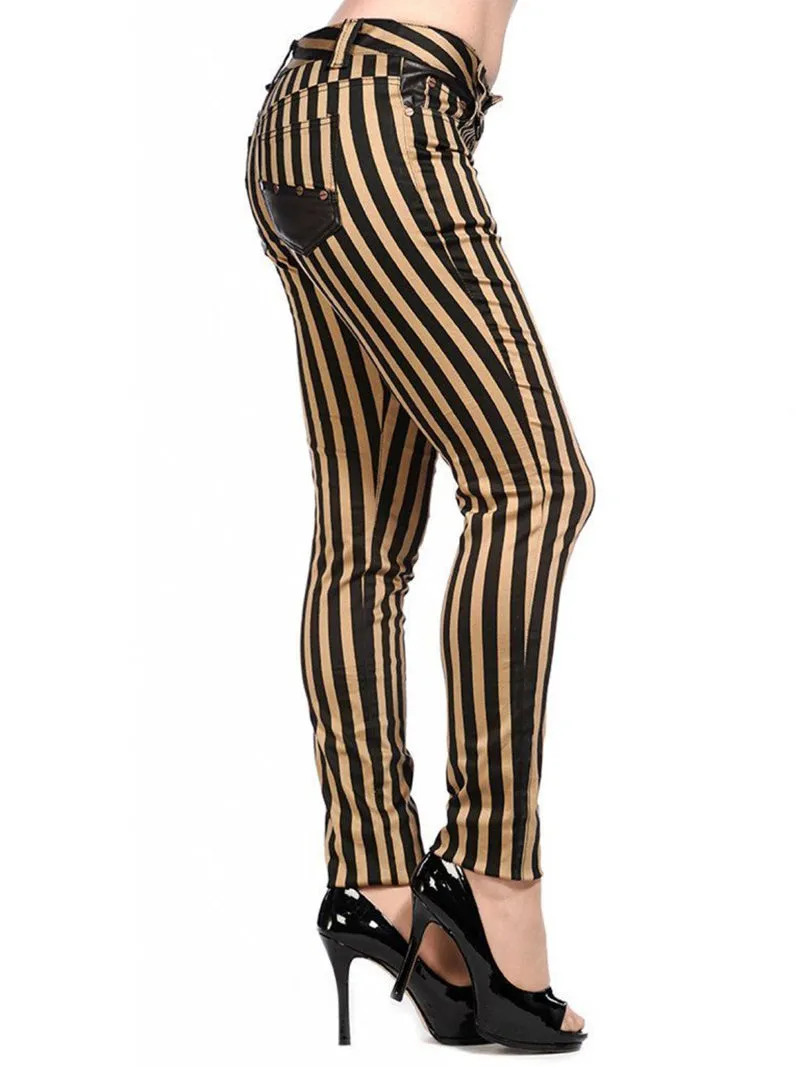 Black and Brown Stripe Skinny Pants