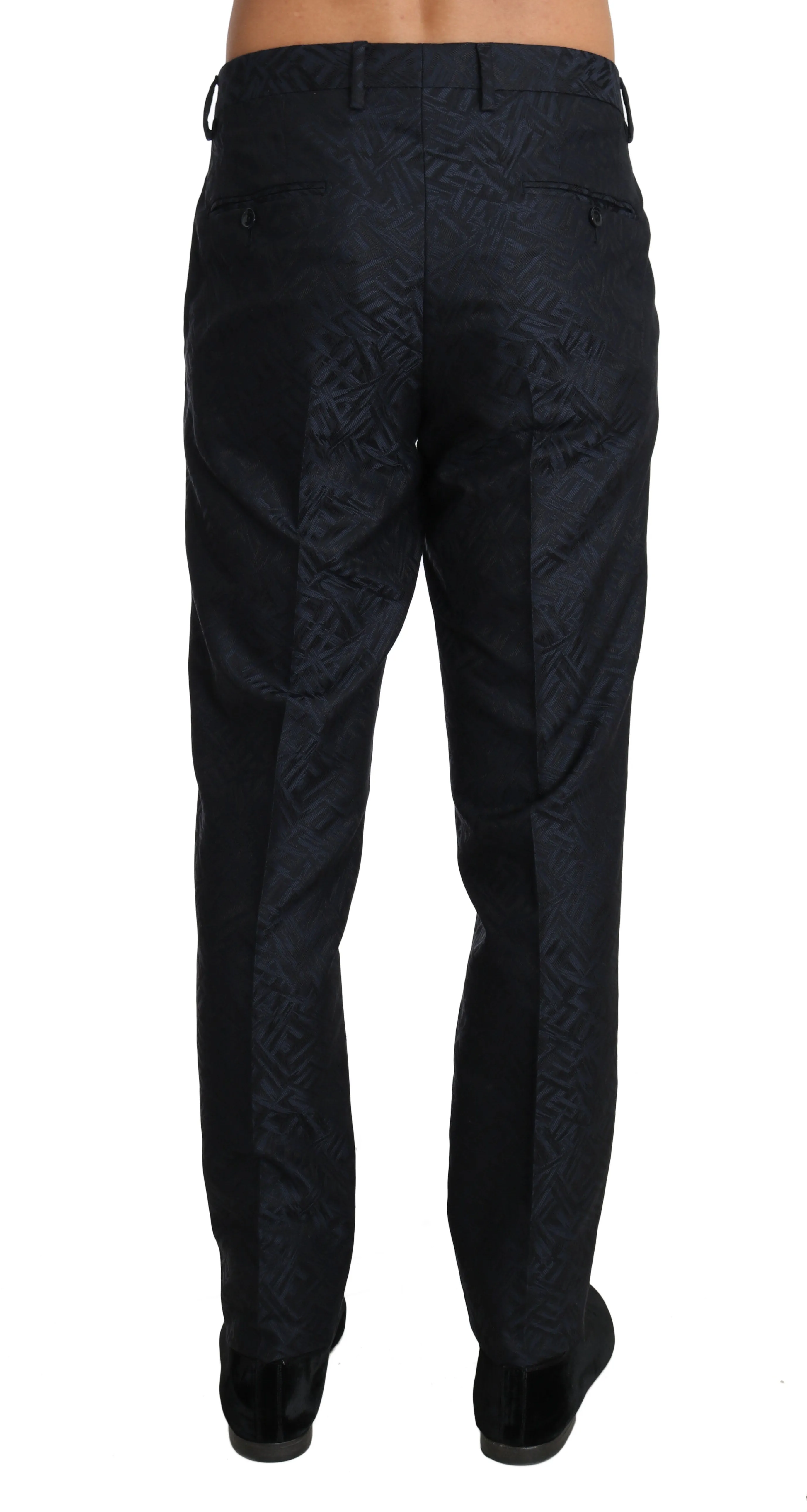 Blue Jacquard Dress Formal Trousers
