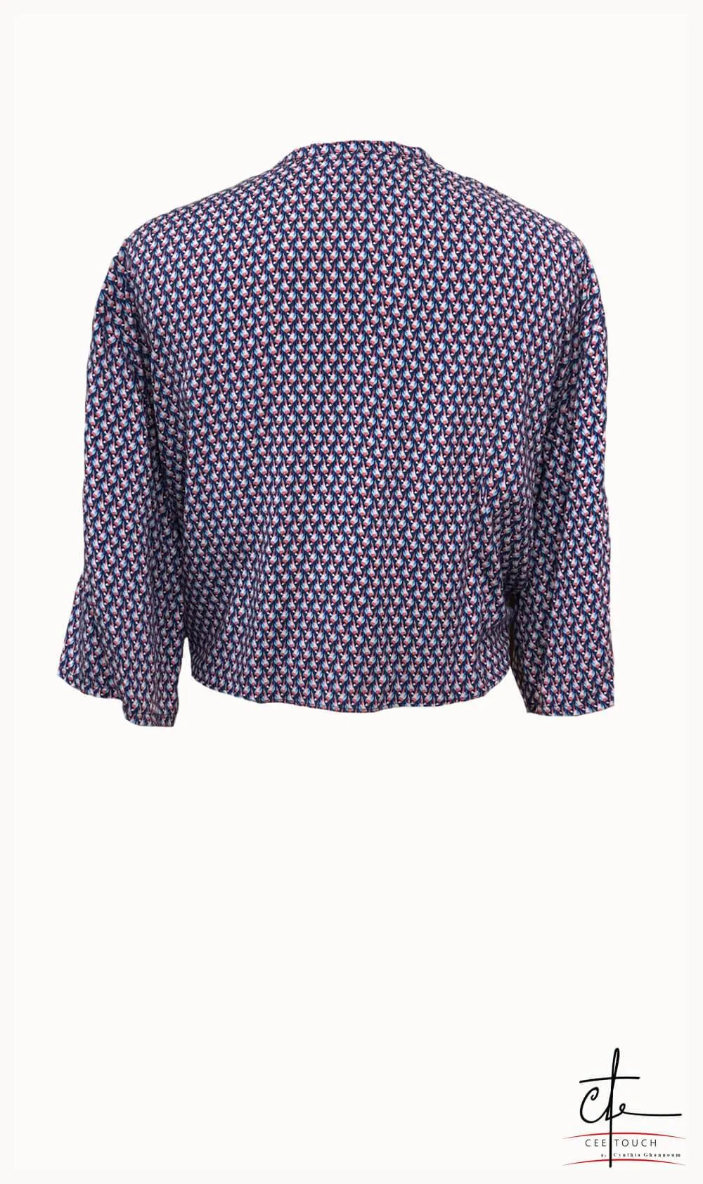 Blue Parrot Print Front Tie Crop Shirt