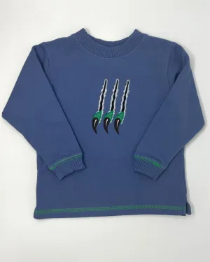 Boys Steel Blue Sweatshirt w/ Dinosaur Claws