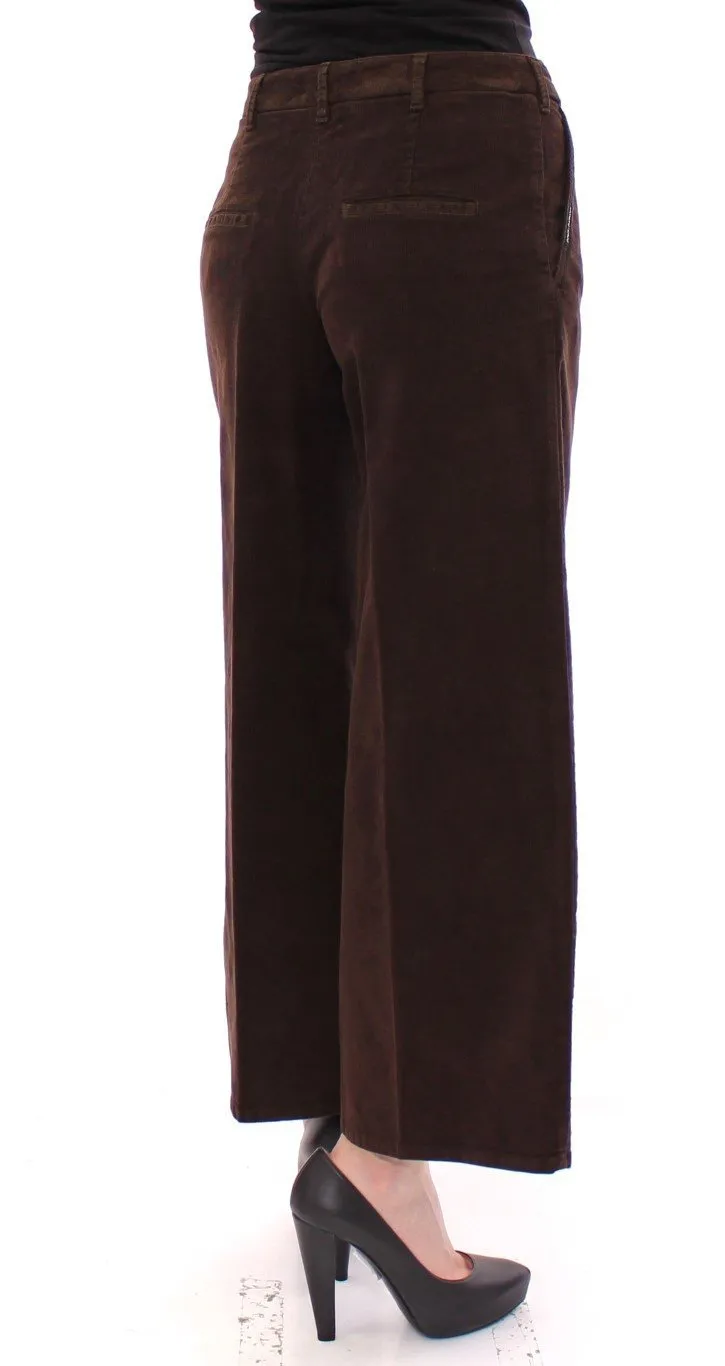 Brown Cotton Cropped Corduroys Jeans Pants