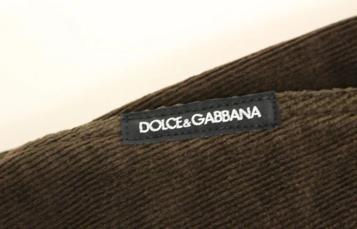 Brown Cotton Cropped Corduroys Jeans Pants