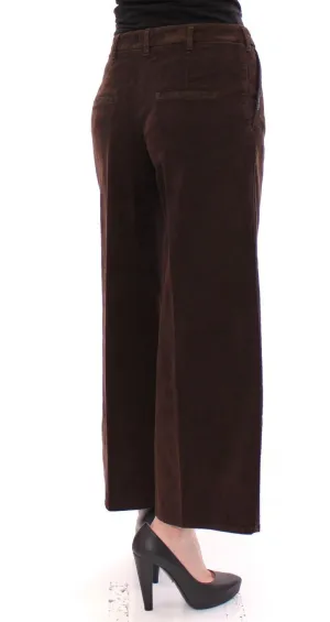 Brown Cotton Cropped Corduroys Jeans Pants