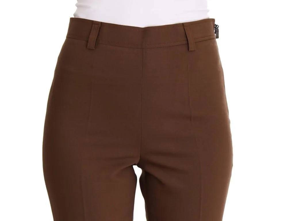 Brown Wool Stretch Cropped Pants