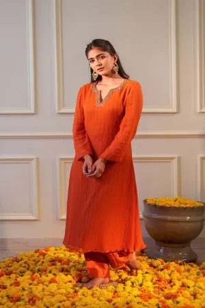 Burnt Orange Sequin Kurta Set