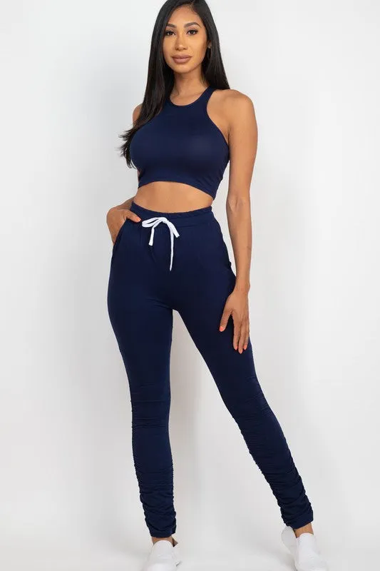 Capella Crop Top & Ruched Drawstring Pants Set