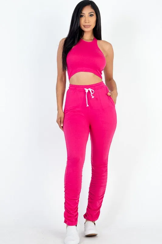 Capella Crop Top & Ruched Drawstring Pants Set