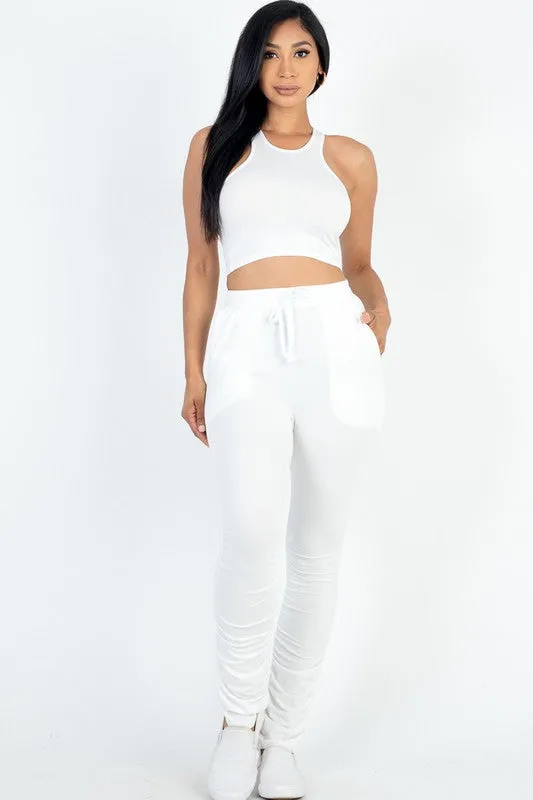 Capella Crop Top & Ruched Drawstring Pants Set