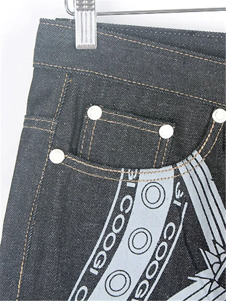 Casual Fashion Graffiti Printed Loose Straight-Leg Pants