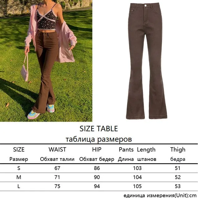Casual Flare Jeans Women's Vintage Denim Pants High Waisted