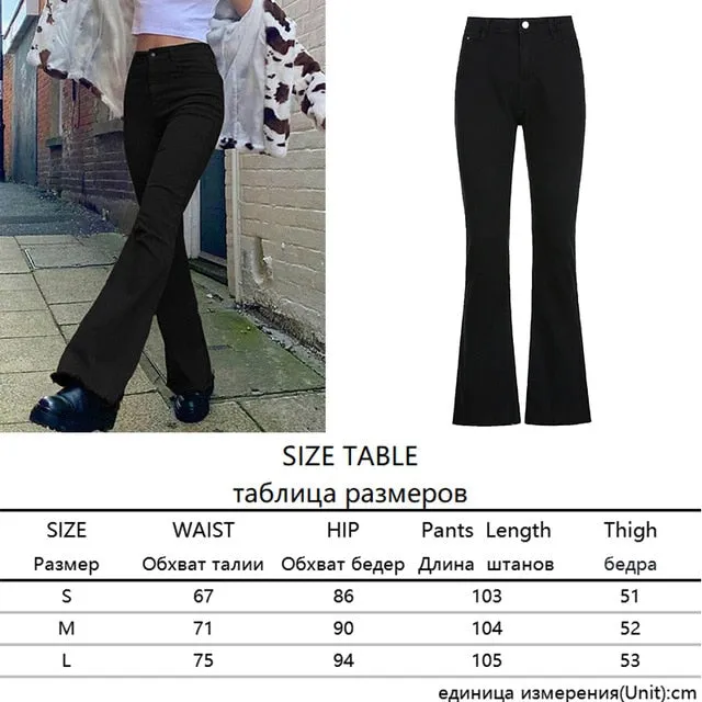 Casual Flare Jeans Women's Vintage Denim Pants High Waisted