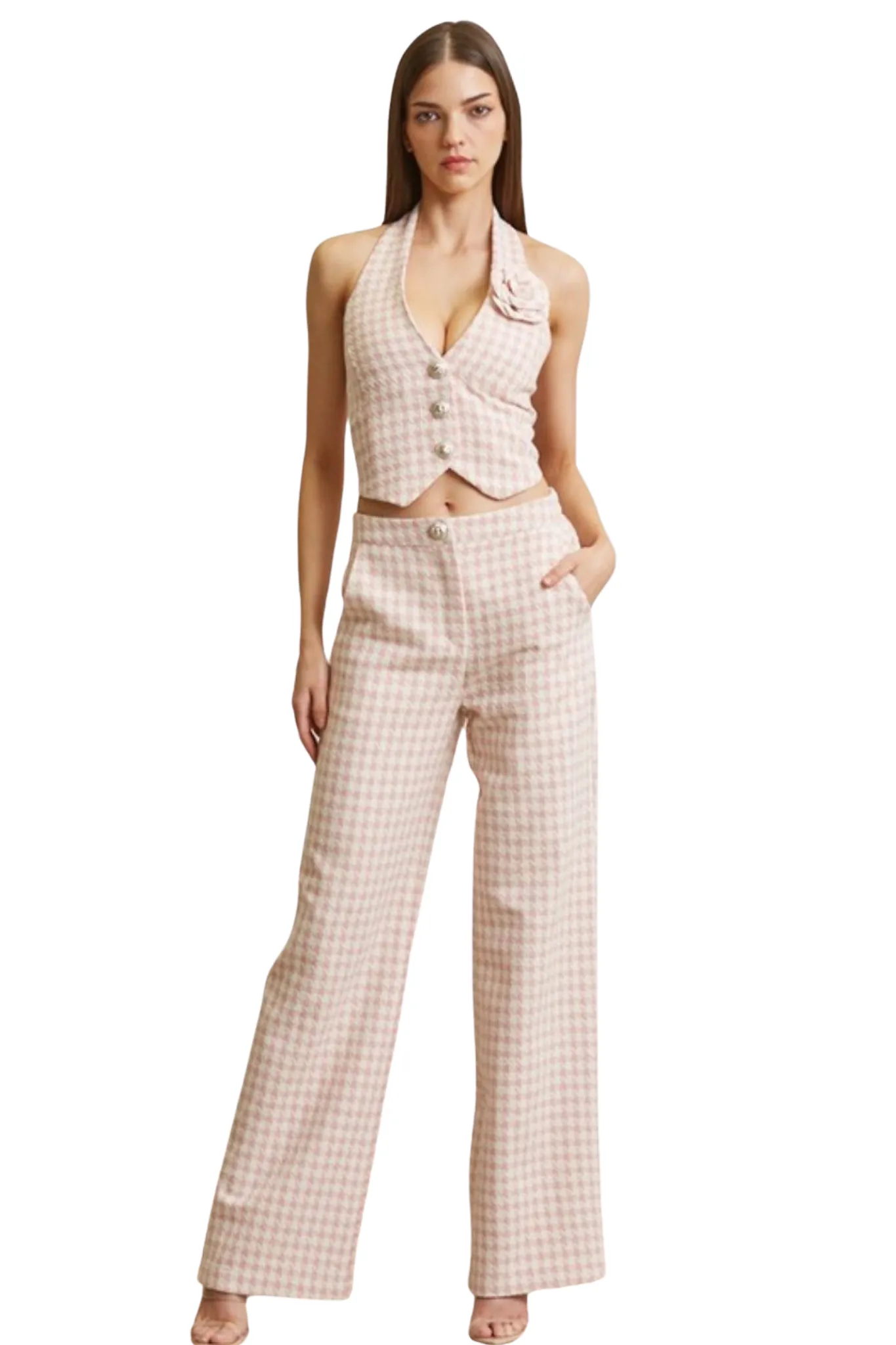 Cecily Houndstooth Tweed Pants Set