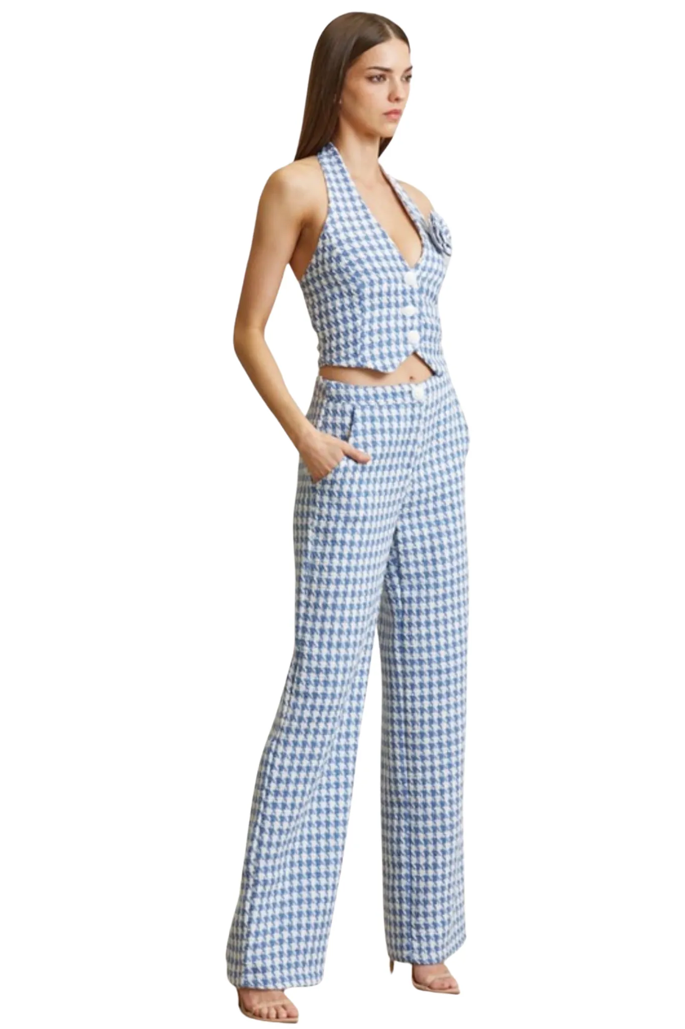 Cecily Houndstooth Tweed Pants Set