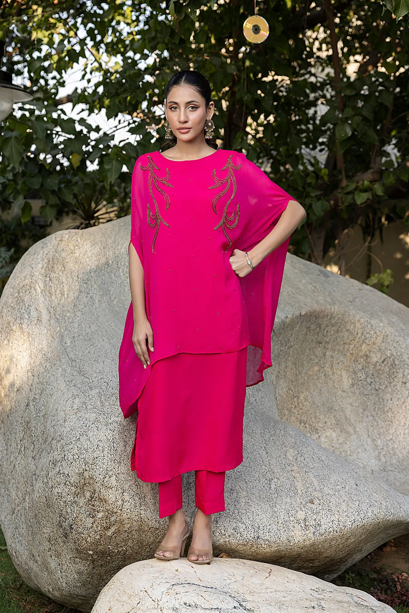 Classic Fuchsia Embroidered stitched