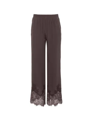 Claudette Lace Silk Pants Fudge