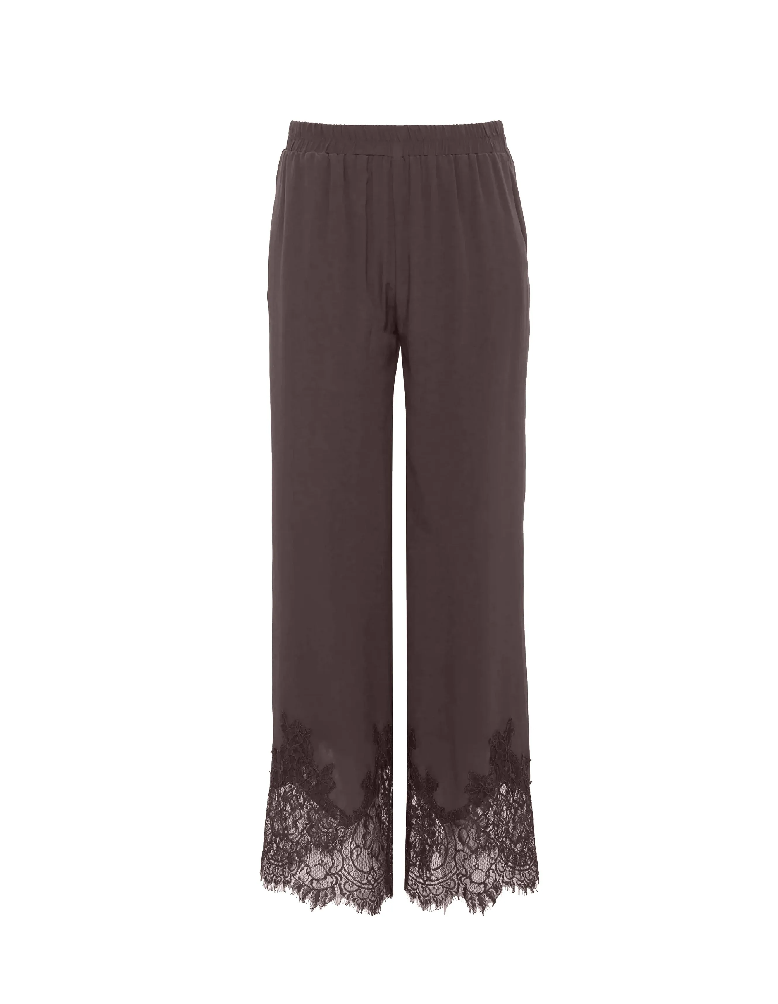 Claudette Lace Silk Pants Fudge