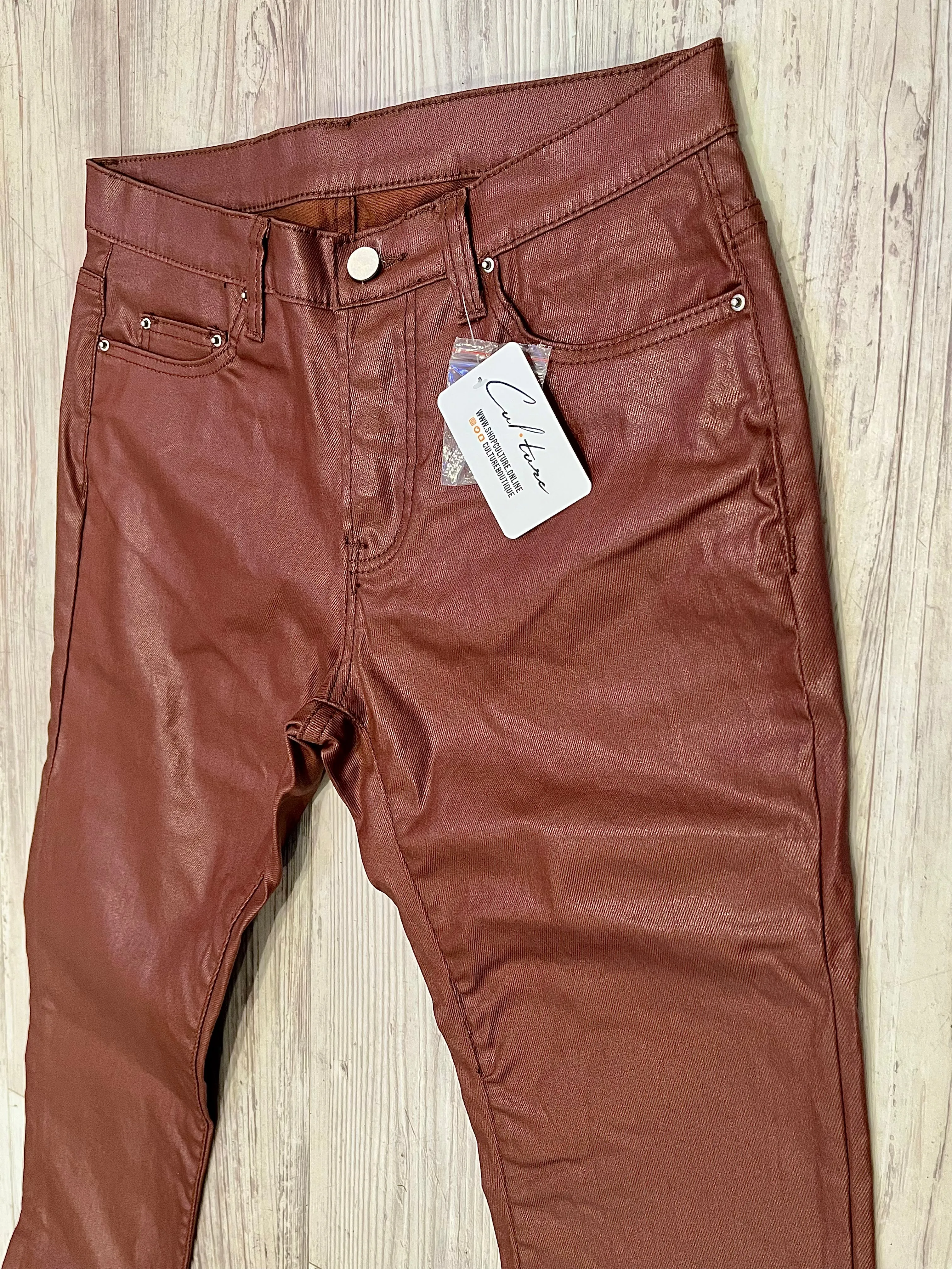 Clay Brown Wax Zipped Denim