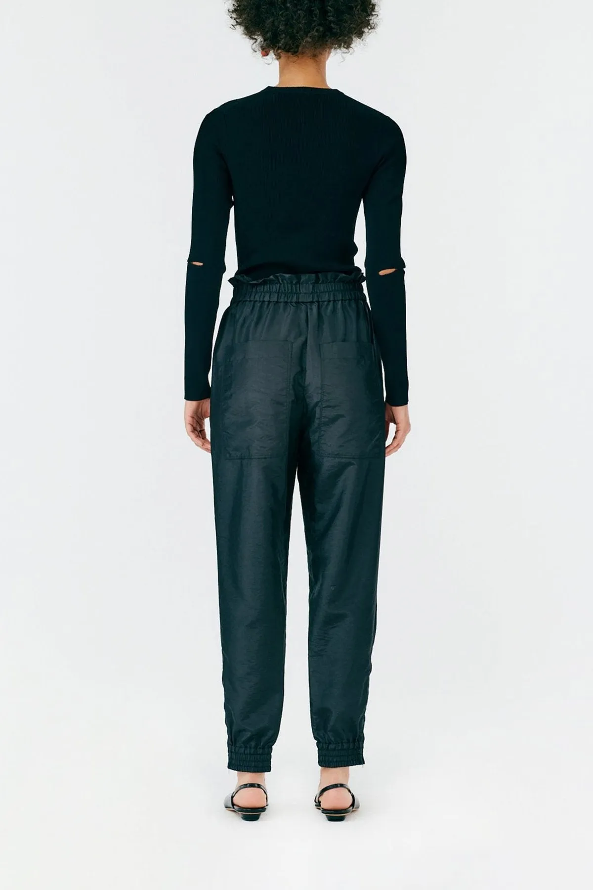 Crispy Nylon Paper Bag Felix Jogger in Black