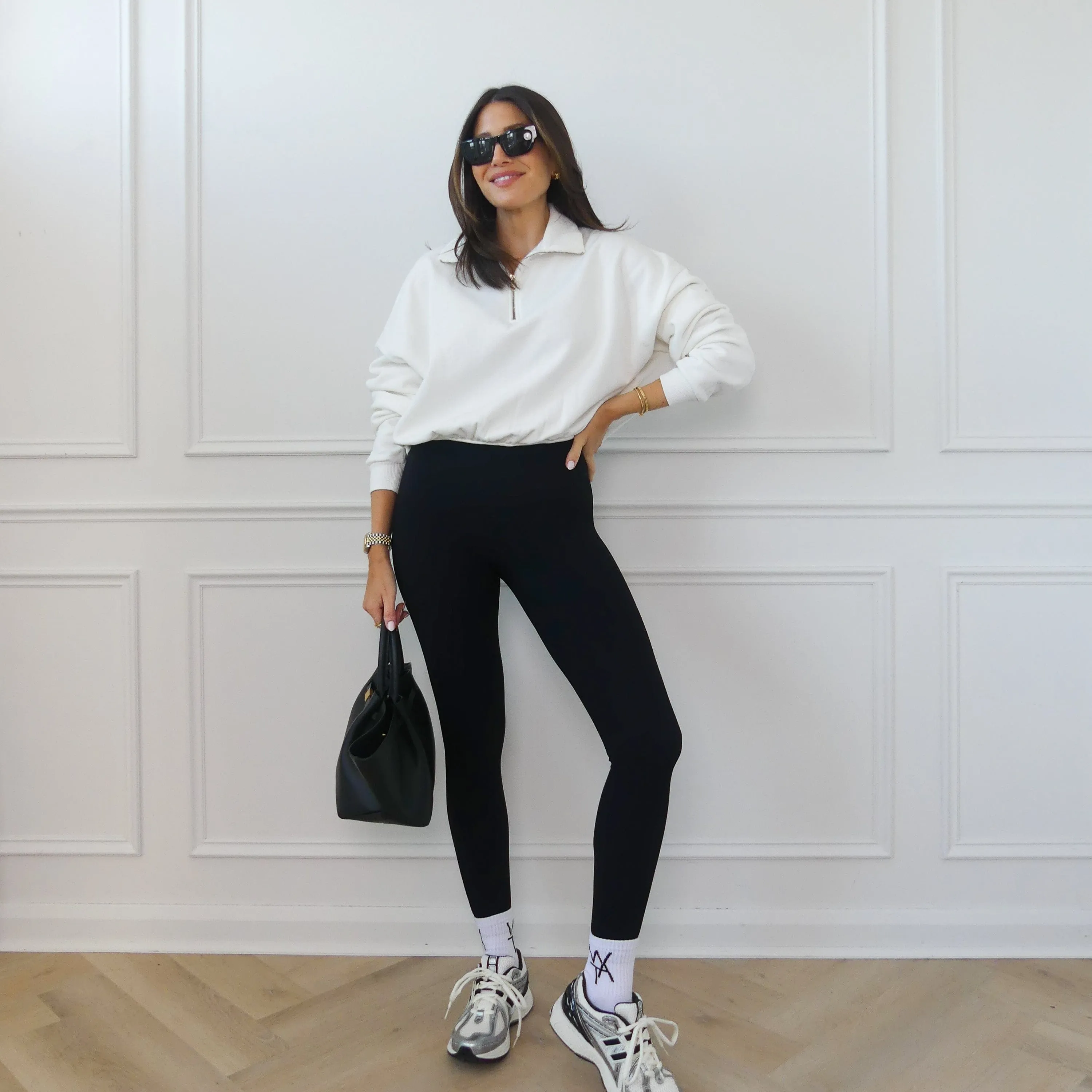 CROPPED QUARTER ZIP SWEATSHIRT - COCONUT MILK