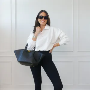 CROPPED QUARTER ZIP SWEATSHIRT - COCONUT MILK