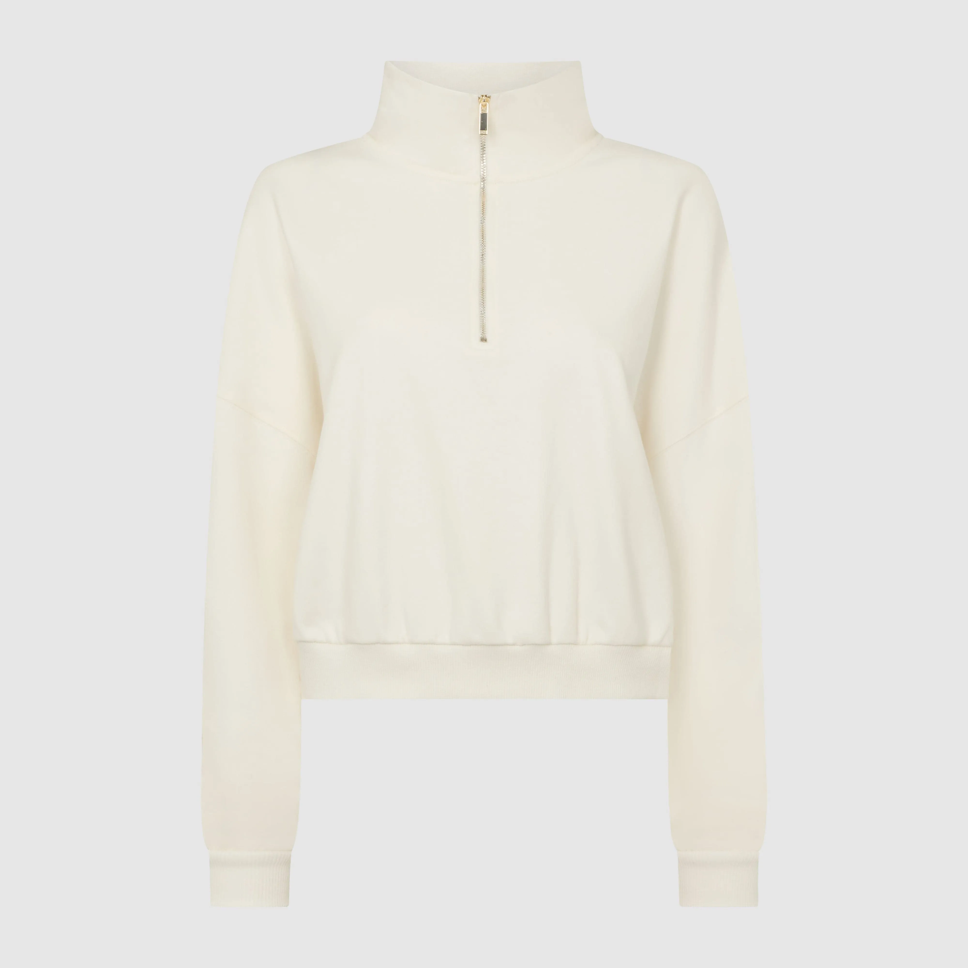 CROPPED QUARTER ZIP SWEATSHIRT - COCONUT MILK