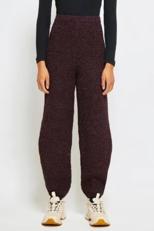 Deni alpaca knit pants in aubergine