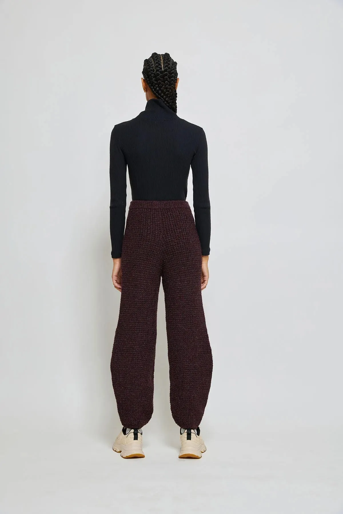 Deni alpaca knit pants in aubergine