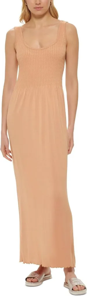 Dkny Jeans Women's Stitch-Yoke Maxi Dress E22HAB34 Doe Brown L