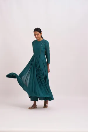 Dot   I   Mihira Madinat Ghoomar Kurta Set   Teal  SS24-TG-1