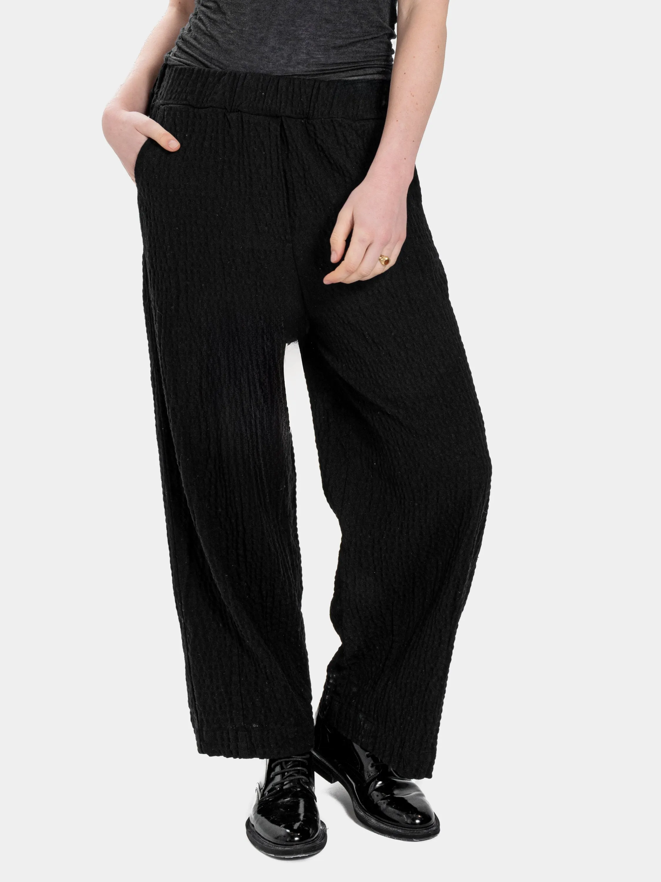 Embossed Elastic Waist Trousers