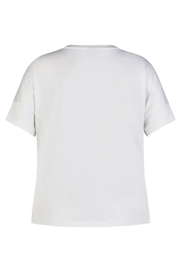 EUCALYPTUS PRINT STUDDED WHITE T-SHIRT