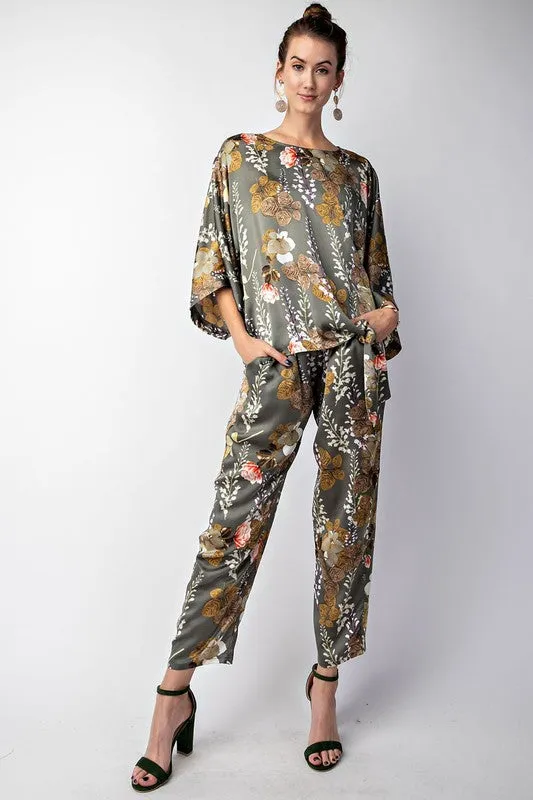 FINLEY FLORAL PANTS GREY*