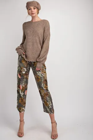 FINLEY FLORAL PANTS GREY*