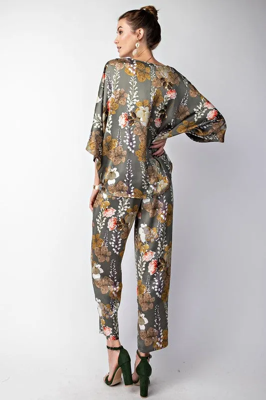 FINLEY FLORAL PANTS GREY*