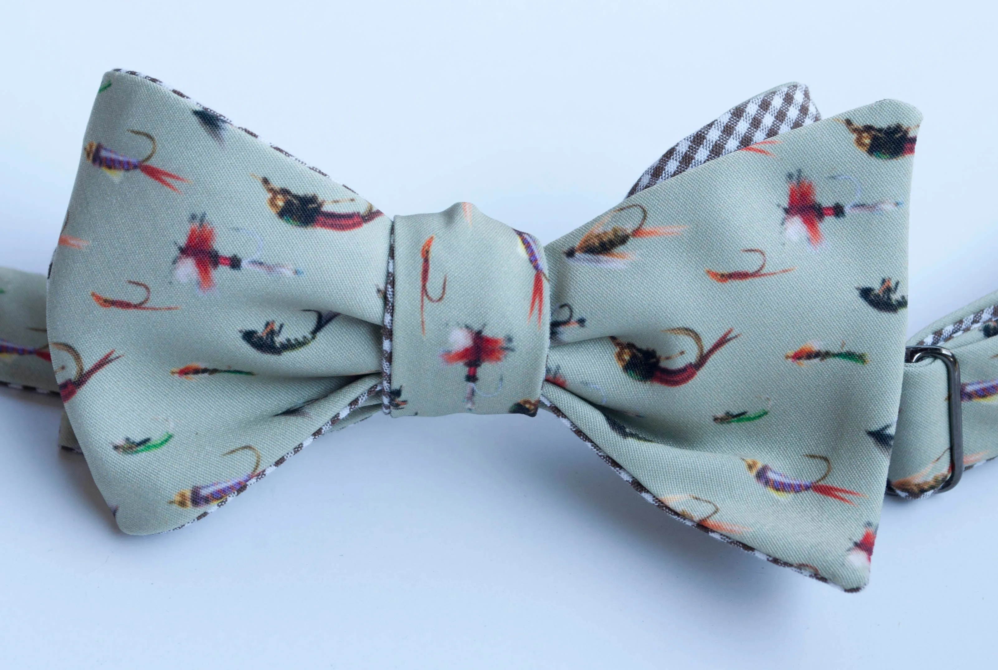 Fishing Flies Bow Tie - sage green