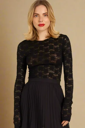 Floral Lace Long Sleeve Mesh Top