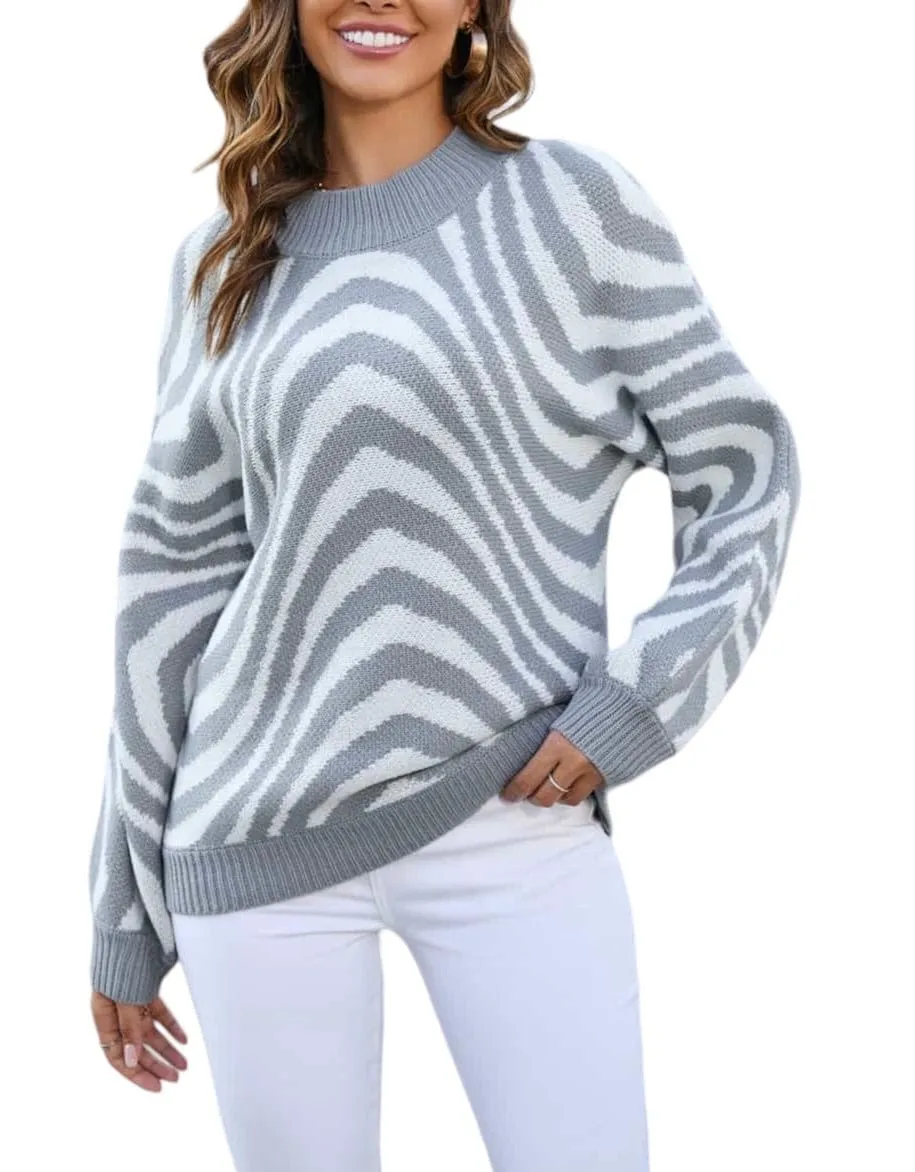 Fresh Impressions Long Sleeve Patterned Pullover